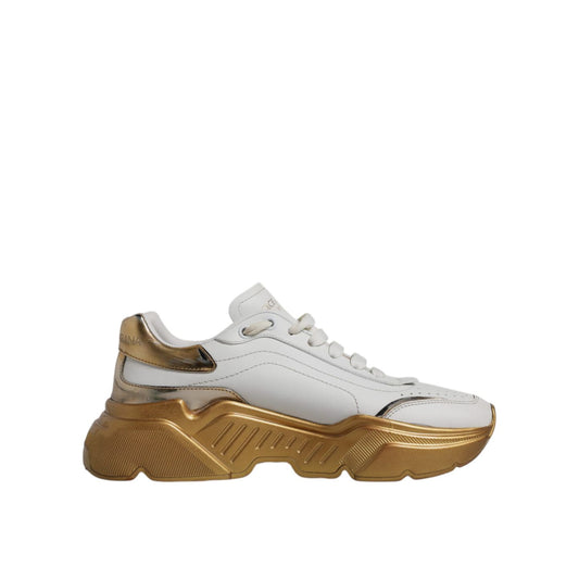 Dolce & Gabbana White Gold Daymaster Low Top Sneakers Shoes