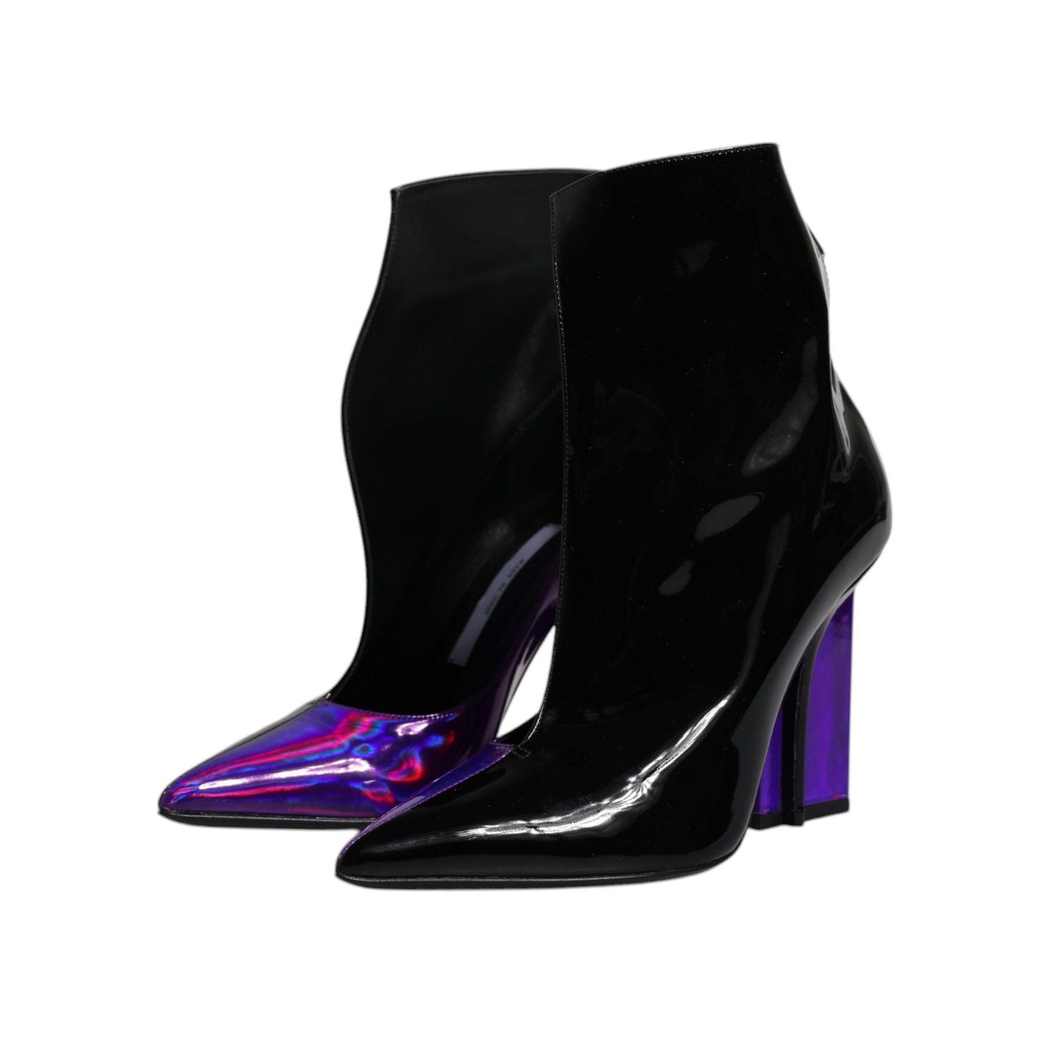 Dolce & Gabbana Purple Black Pointed Ankle Boots Shoes