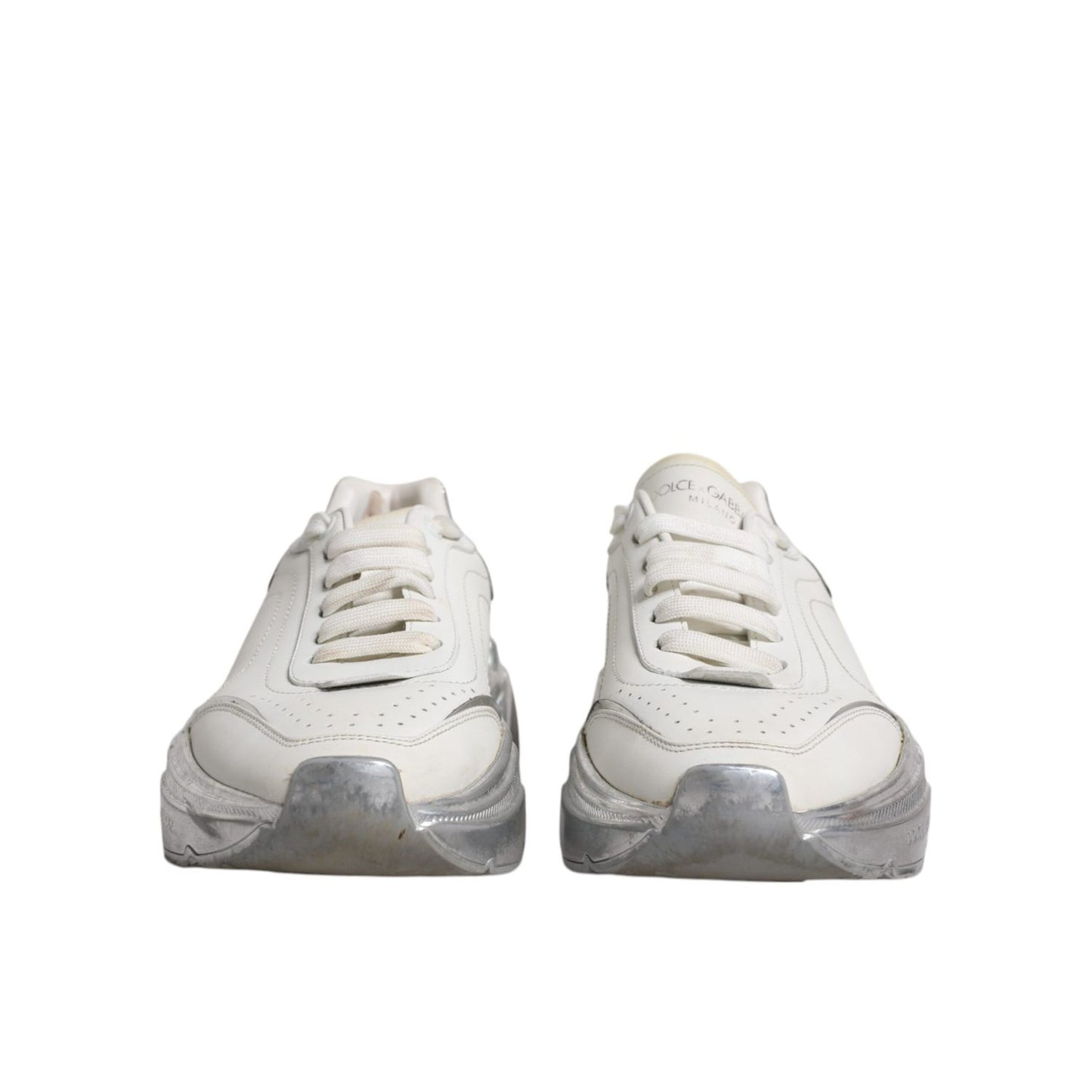 Dolce & Gabbana White Silver Daymaster Low Top Sneakers Shoes