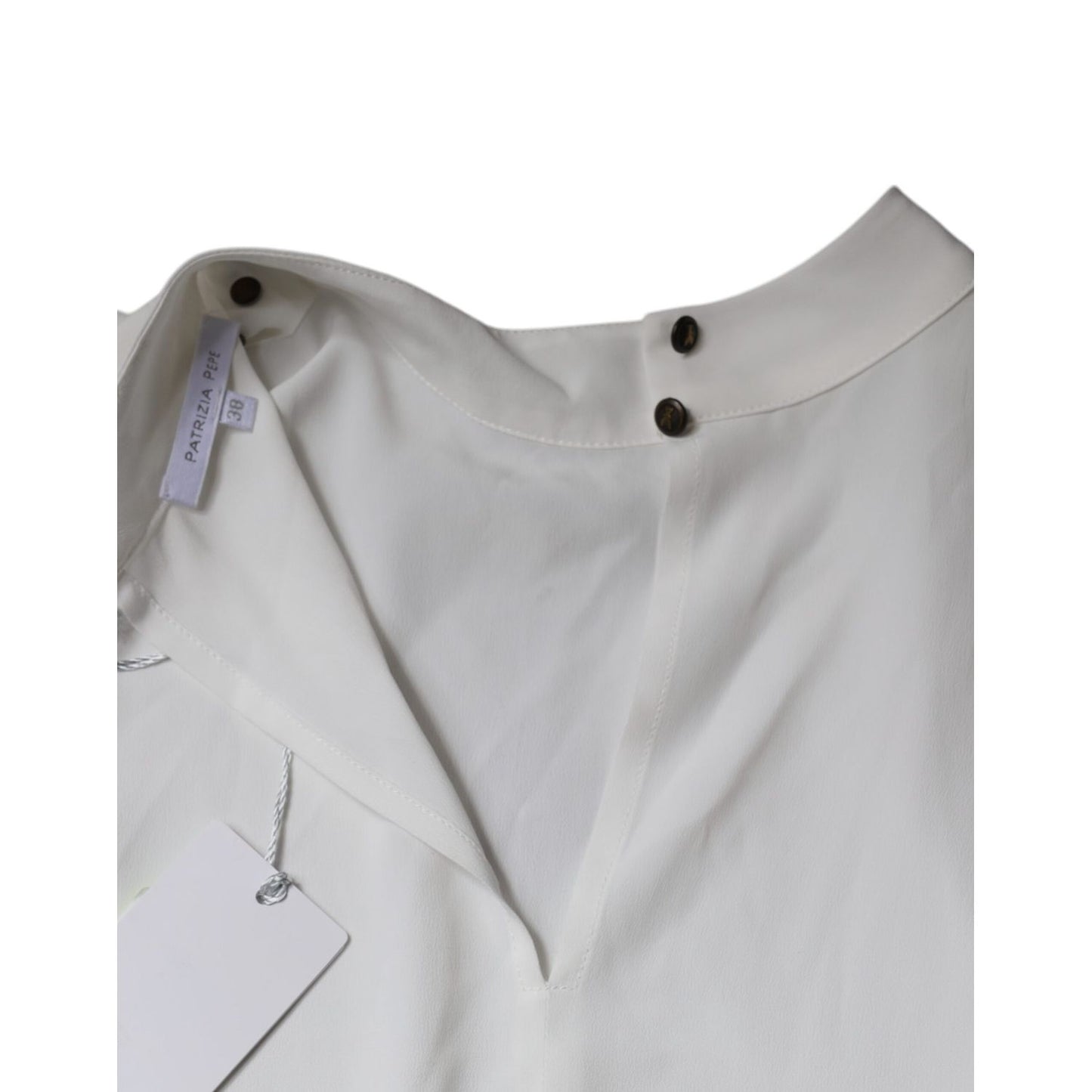 Patrizia Pepe White Mock Neckline Sleeveless Tank Blouse Top