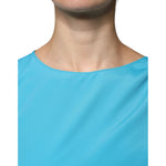 Boutique Moschino Blue Round Neckline Long Sleeves Blouse Top