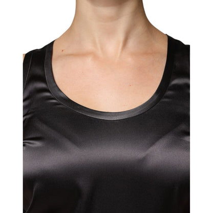 Brunello Cucinelli Black Silk Blend Sleeveless Tank Top