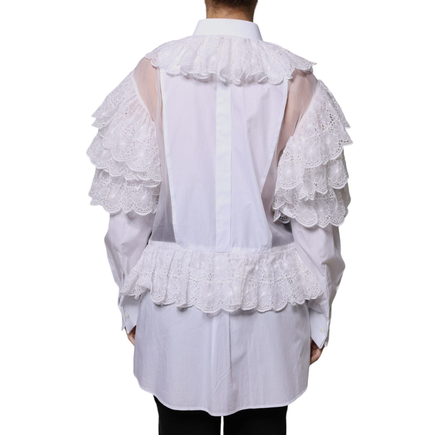 Dolce & Gabbana White Cotton Poplin Shirt Dress Blouse Top