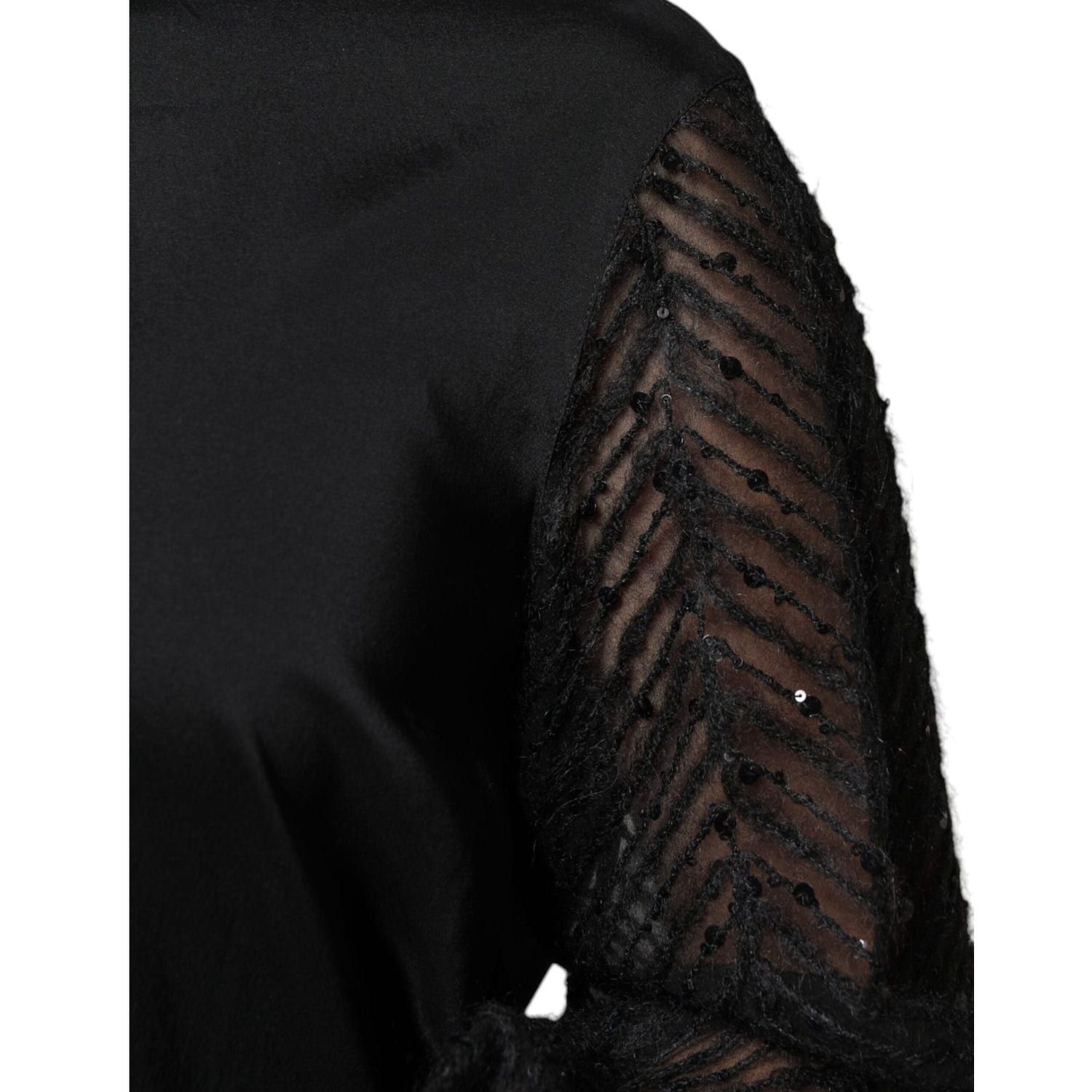 Brunello Cucinelli Black Silk Blend Long Sleeves Blouse Top