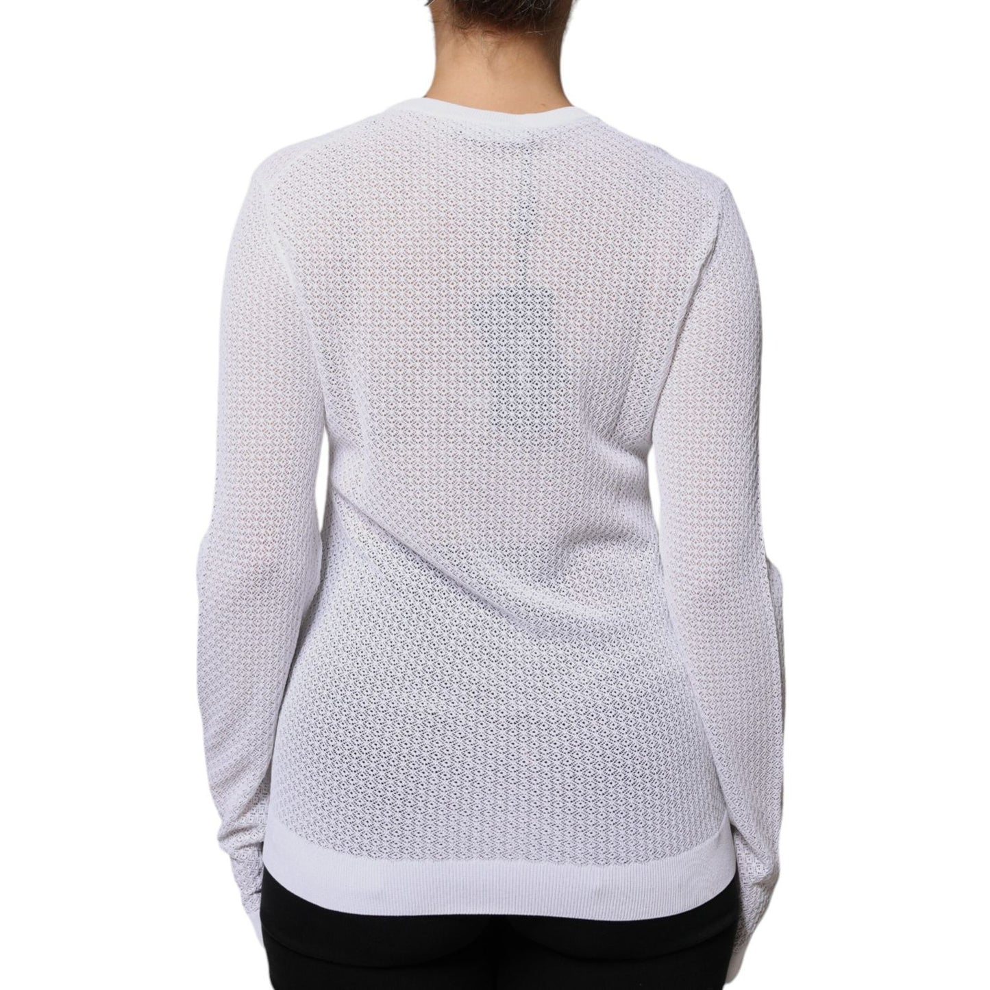 Dolce & Gabbana White Mesh See Through Long Sleeves Top