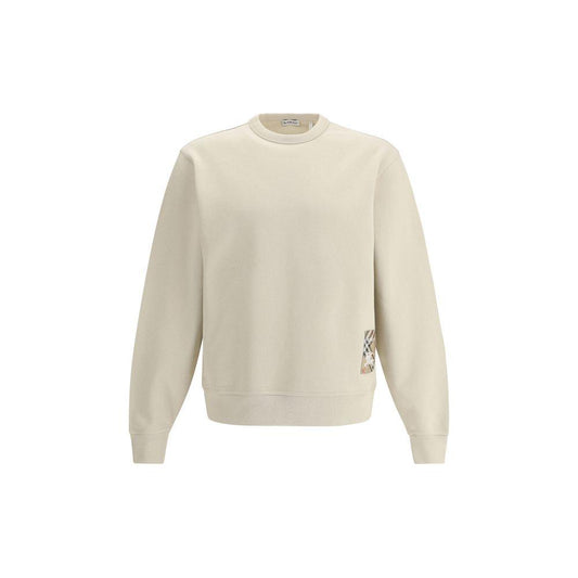 Burberry cotton sweatshirt with logo patch and Archivio Check, featuring an Equestrian Knight logo, ribbed crew neck and cuffs.