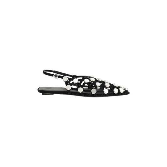 The Attico Grid Ballerinas with suede mesh, mirrored beads, geometric toe, elastic slingback