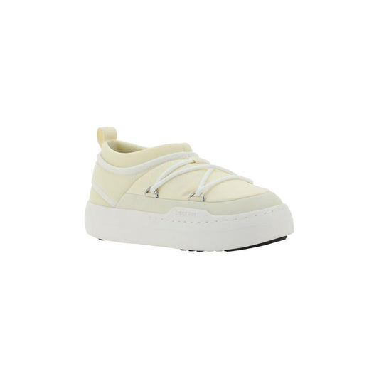 Moon Boot Park Sneakers - beige padded design with front laces, round toe, and platform sole, featuring brand monogram on heel.