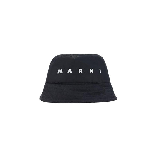Marni Cotton Bucket Hat with Brand Logo, Monochrome Pattern, Iconic Embroidery on Front