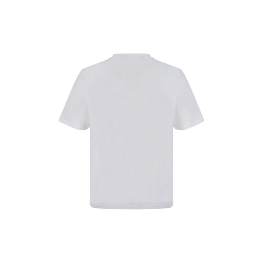 Back view of Palm Angels cotton T-shirt, ribbed crew neck, brand monogram, monochrome, regular fit.