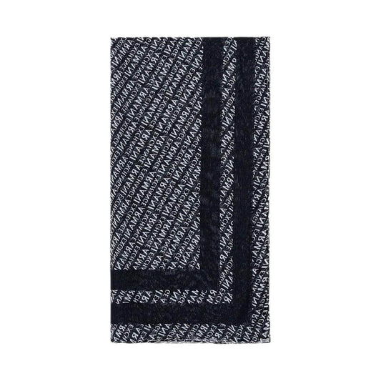 Armani Exchange black modal scarf with logo pattern, elegant and lightweight accessory for women, perfect for any season.