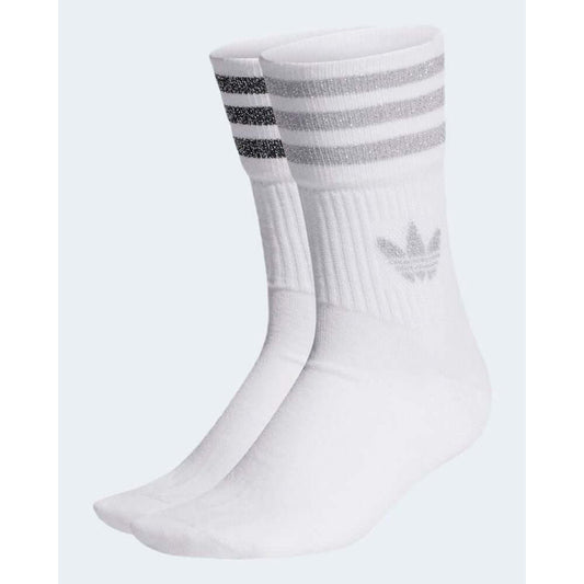 Adidas women's white cotton socks for fall/winter collection, featuring three stripes and logo, made from 57% cotton, 40% polyester, 3% elastane.