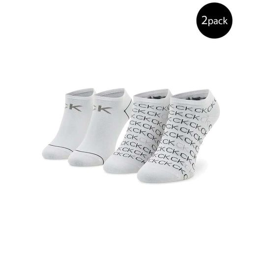 Calvin Klein white cotton tights and socks for women, spring-summer collection, with logo design, 2-pack, 95% cotton, comfortable fit
