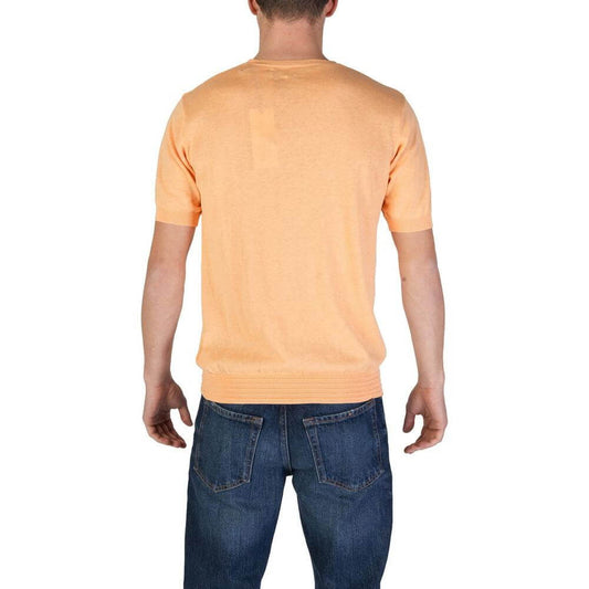 Back view of Hamaki-Ho orange cotton t-shirt for men, part of the fall/winter collection, perfect for casual wear, 100% cotton.