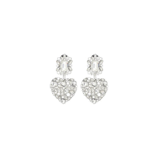 Self-Portrait heart-shaped dangle earrings with shiny beads, elegant and romantic accessory for glamour and sophistication.