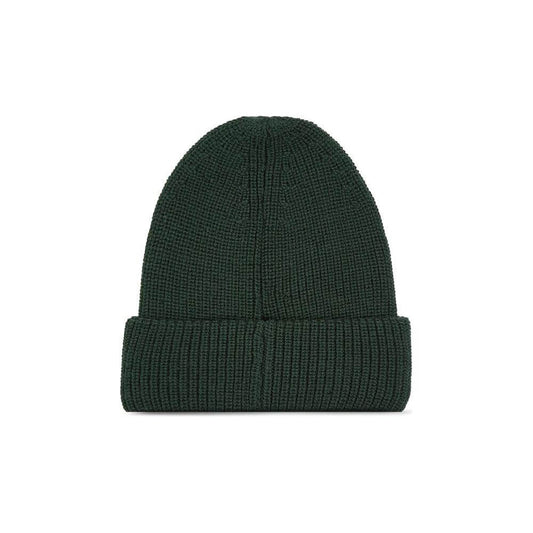 Calvin Klein Jeans green cotton monogram beanie with ribbed design, perfect winter accessory for comfort and style.