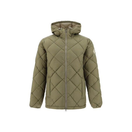 Henri Lloyd Polperro Down Jacket with quilted design, adjustable hood, zipper closure, side pockets, and logo patch on sleeve.