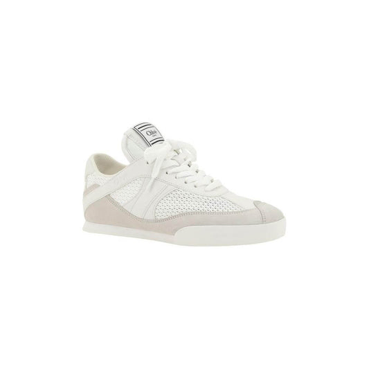 Chloé Kick Sneakers in mesh, leather, and suede with logo detail, perfect for a modern, casual-chic look.