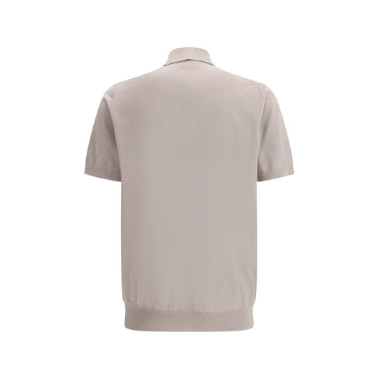 Back view of Brunello Cucinelli cotton polo shirt with classic ribbed collar and regular fit.