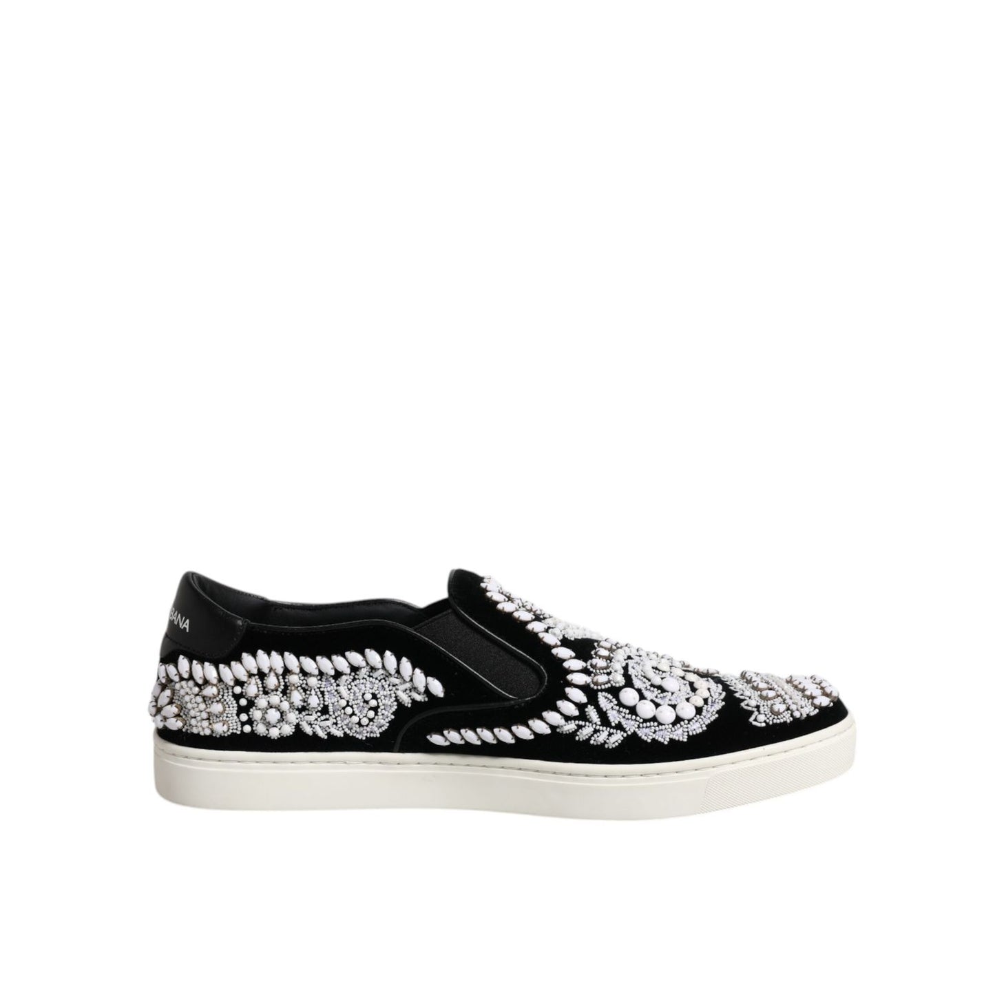 Dolce & Gabbana Black Embellished London Men Slip On Shoes
