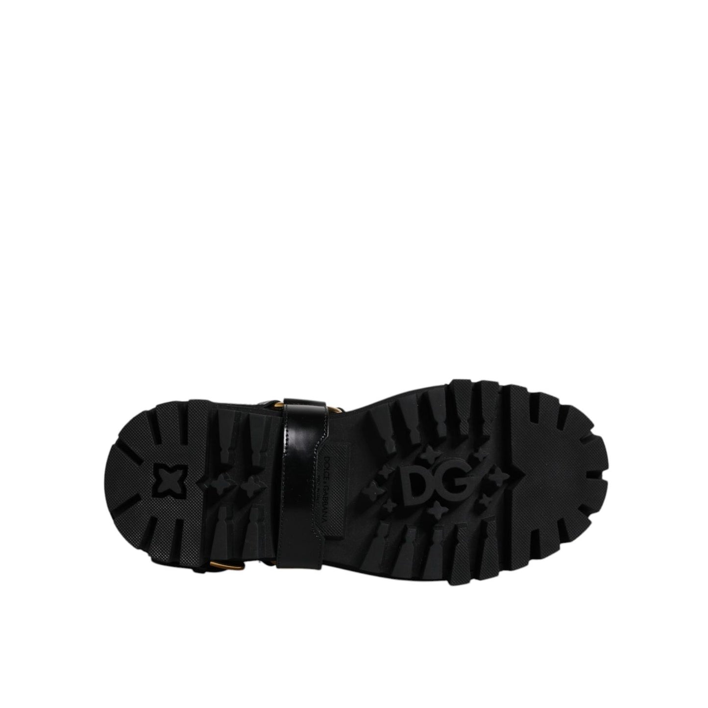 Dolce & Gabbana Black Leather Slip On Stretch Trekking Boots Shoes