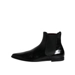 Dolce & Gabbana Black Leather Chelsea Men Ankle Boots Shoes