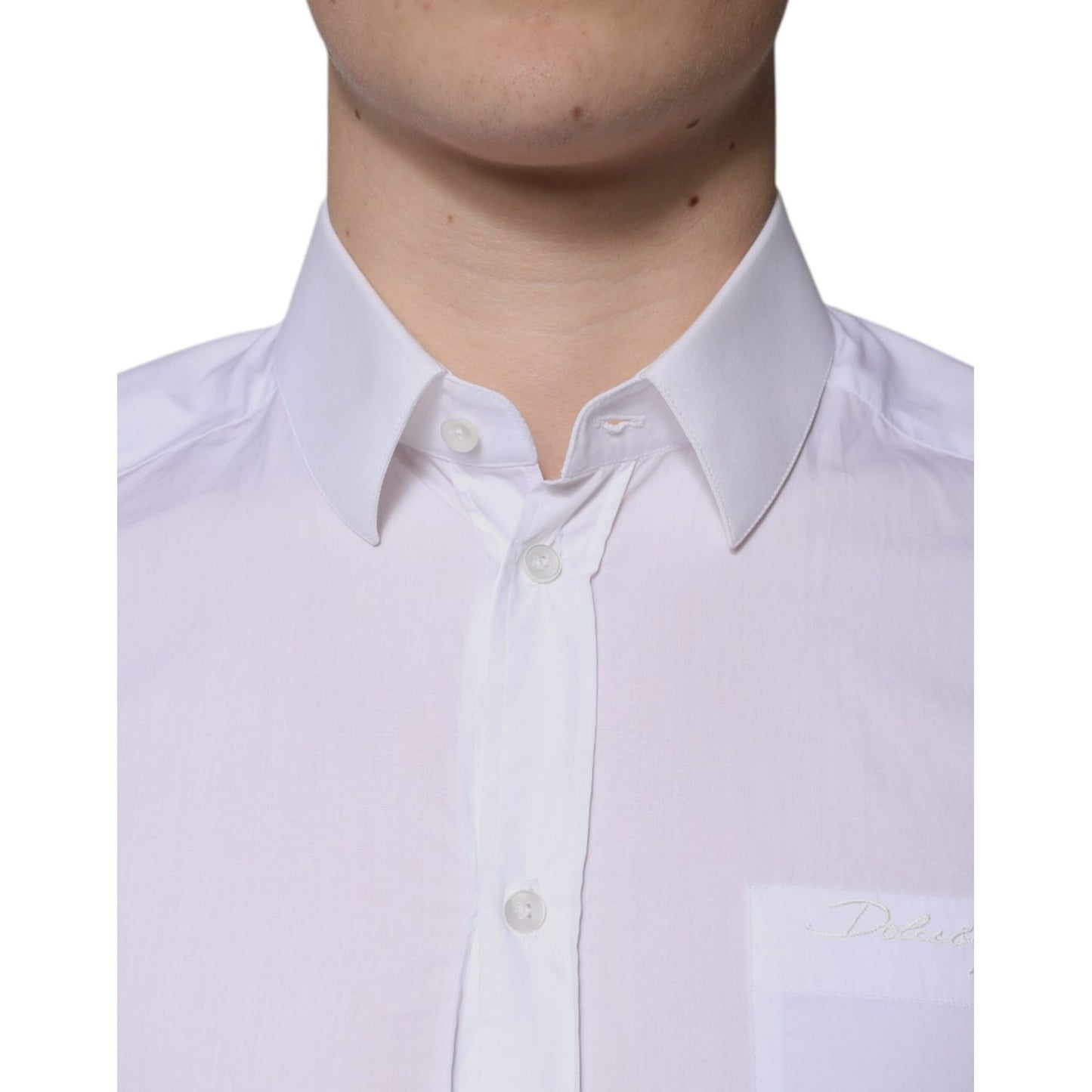 Dolce & Gabbana White Cotton Long Sleeve GOLD Dress Men Shirt