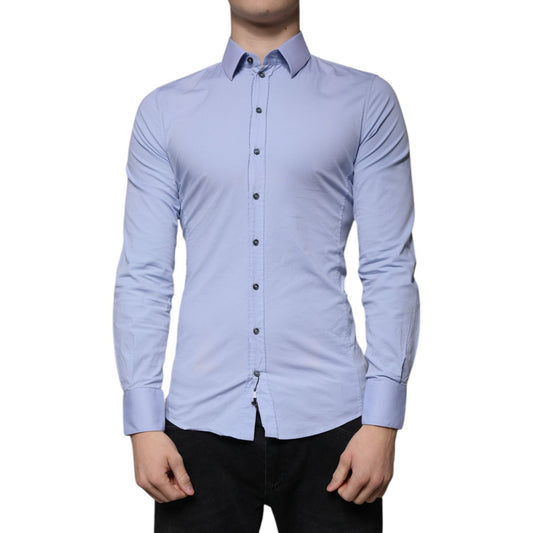 Dolce & Gabbana Light Blue Cotton Slim Fit SICILIA Dress Shirt
