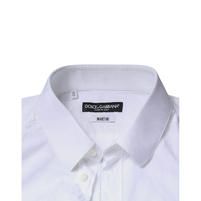 Dolce & Gabbana White Cotton Slim Fit Men MARTINI Dress Shirt