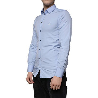 Dolce & Gabbana Light Blue Cotton Slim Fit GOLD Dress Shirt