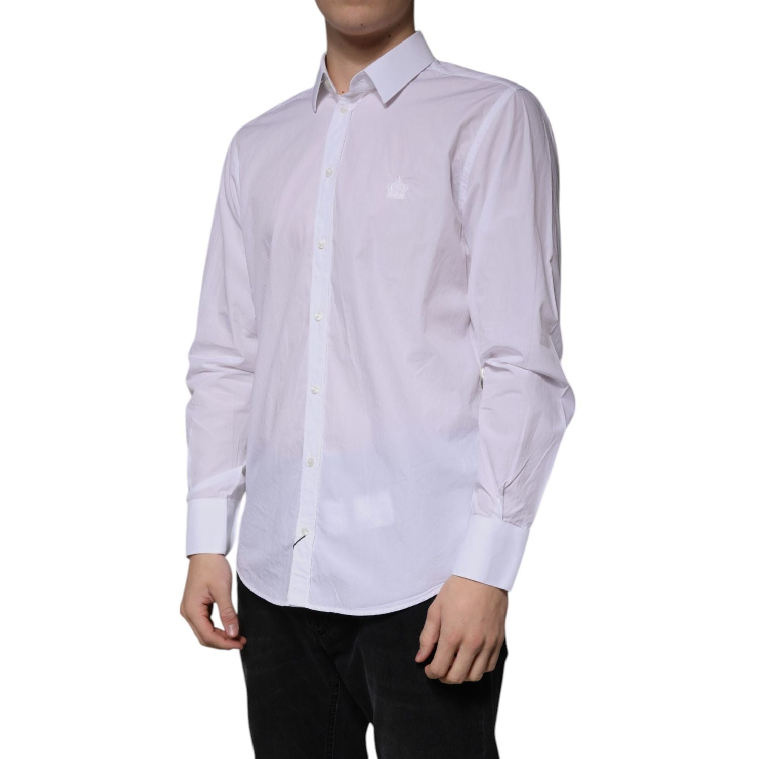 Dolce & Gabbana White Cotton Slim Fit MARTINI Men Dress Shirt