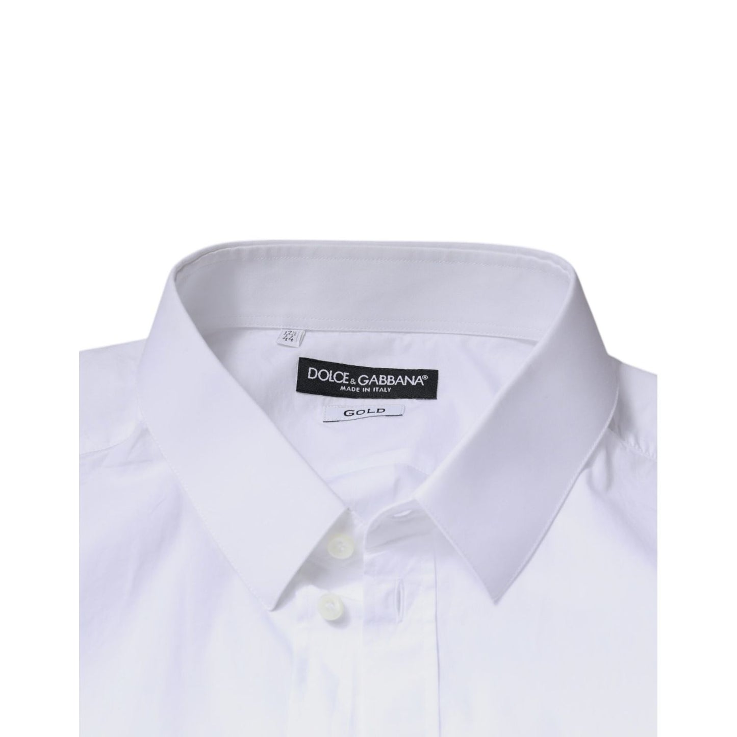 Dolce & Gabbana White Logo Cotton Slim Fit GOLD Dress Shirt