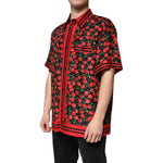 Dolce & Gabbana Black Cherry Silk Button Down Casual Shirt TSH87282-42