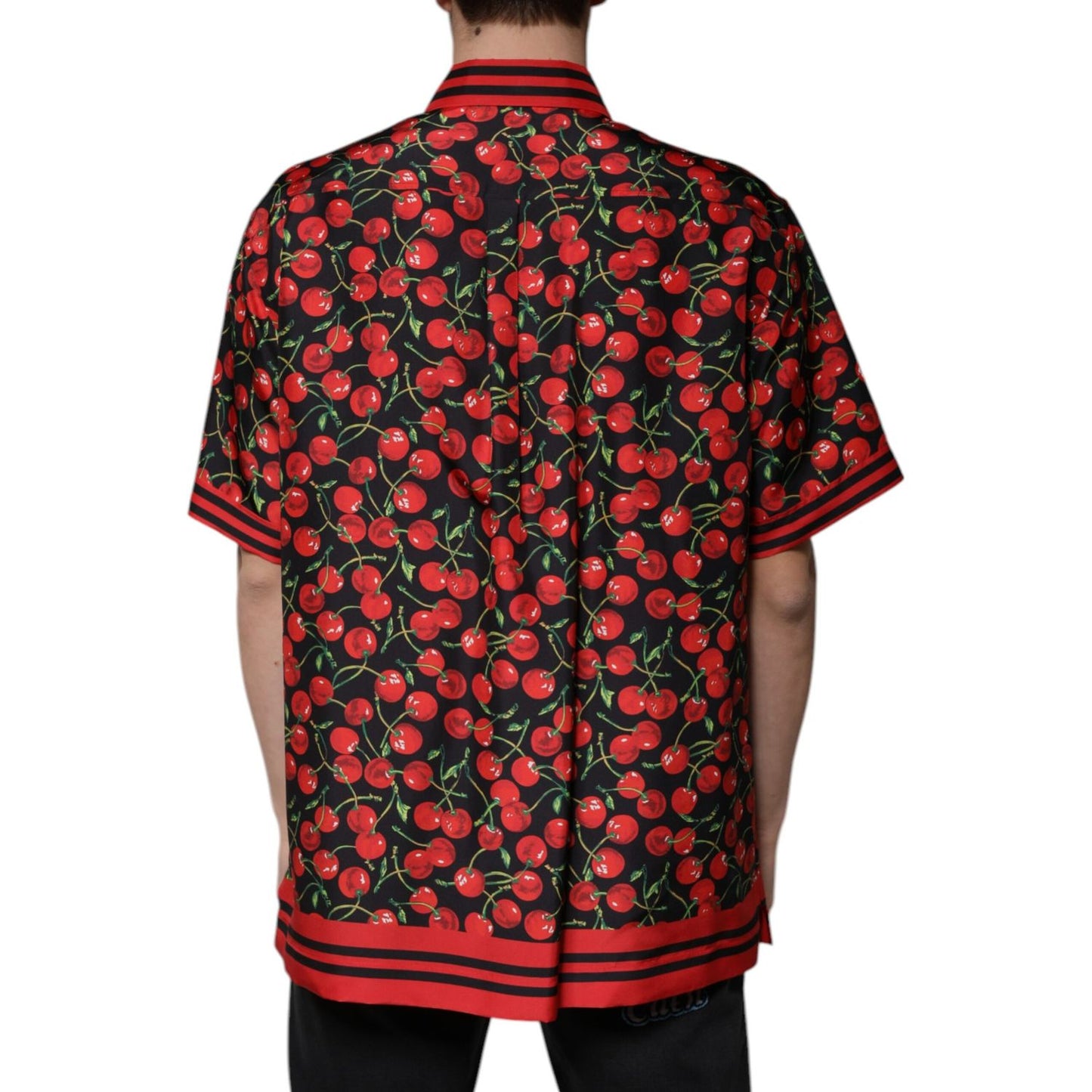 Dolce & Gabbana Black Cherry Silk Button Down Casual Shirt TSH87282-42