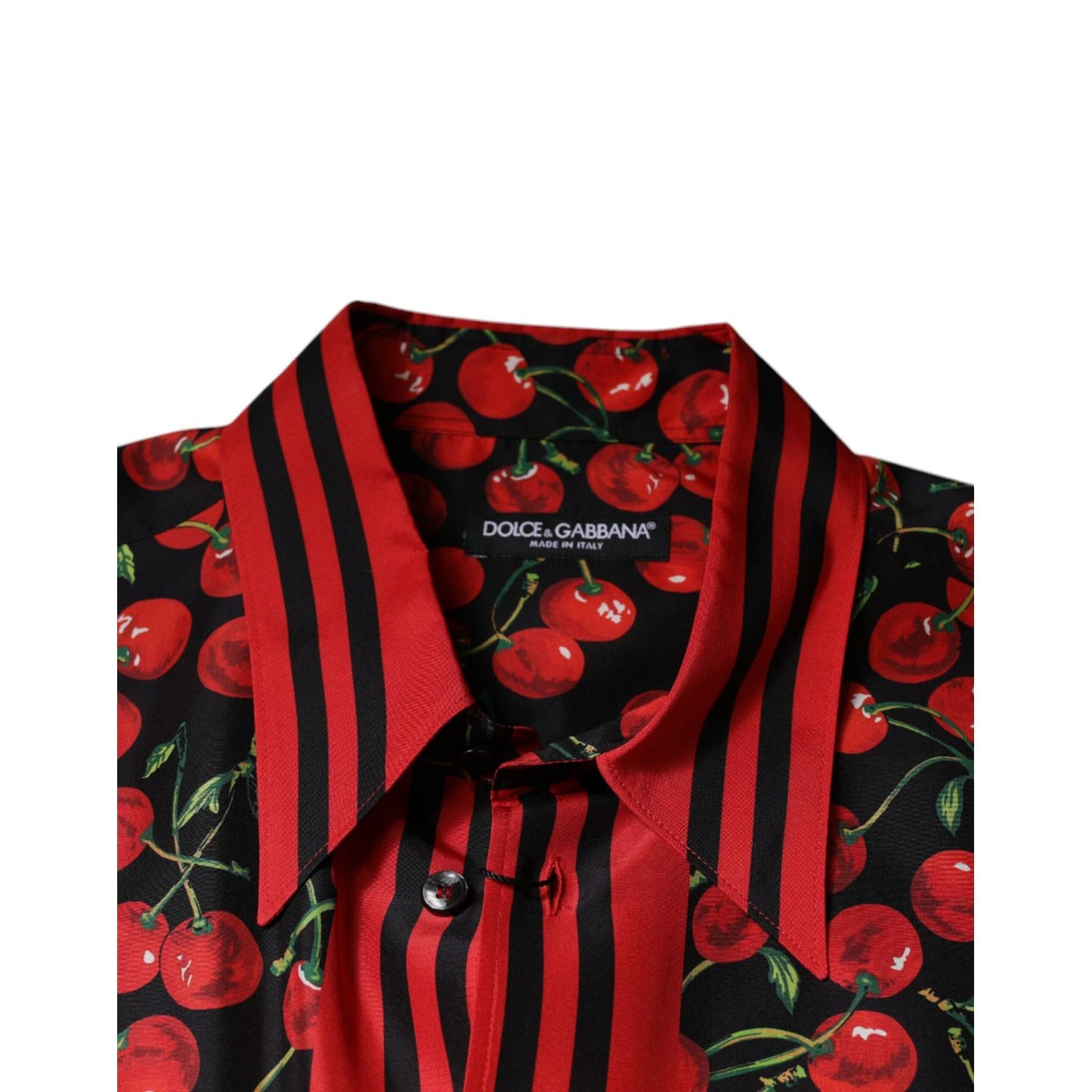 Dolce & Gabbana Black Cherry Silk Button Down Casual Shirt TSH87282-42