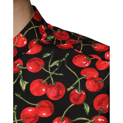 Dolce & Gabbana Black Cherry Cotton Button Down Casual Shirt