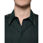 Dolce & Gabbana Green Logo Long Sleeve MARTINI Casual Shirt