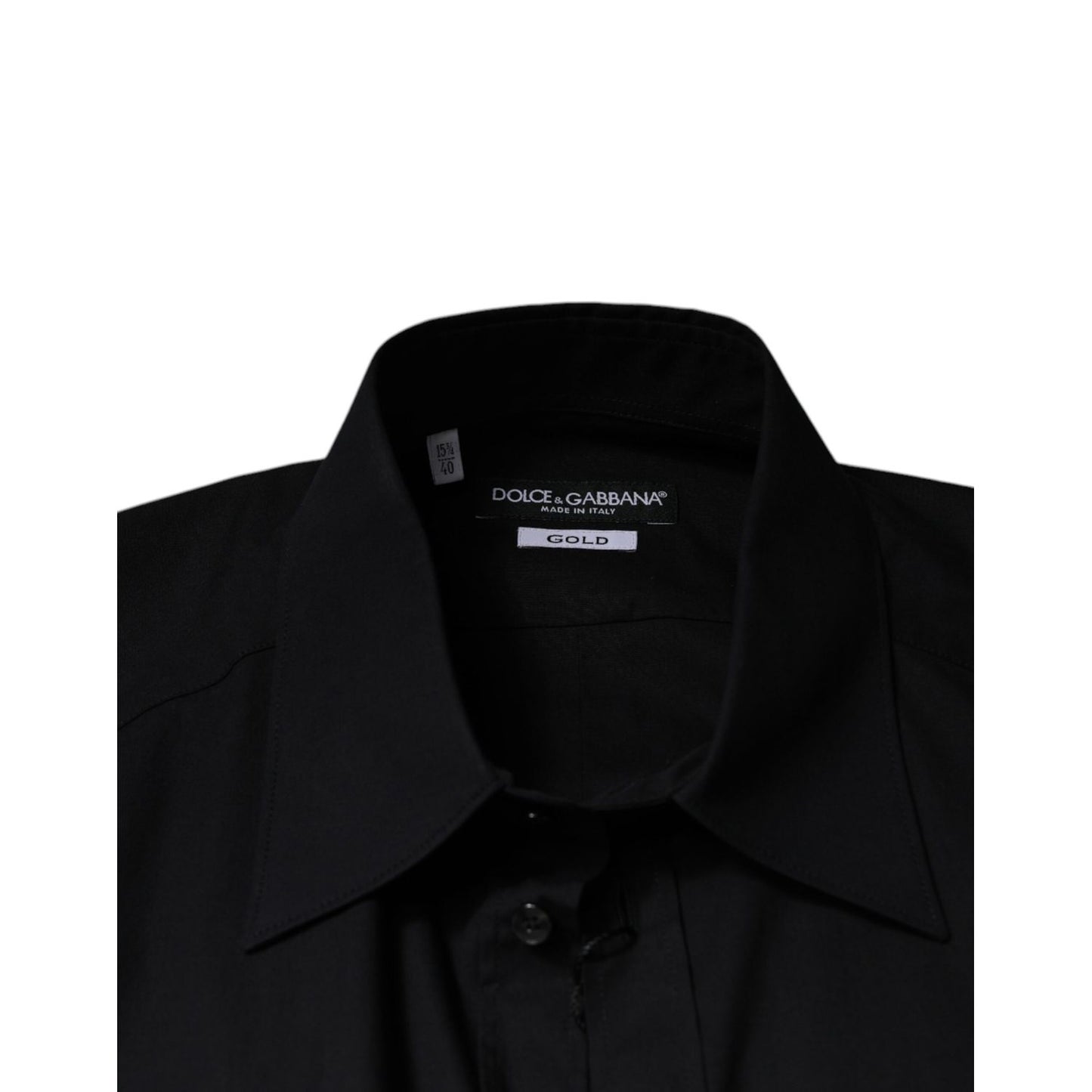 Dolce & Gabbana Black Eye Patch Long Sleeve GOLD Dress Shirt