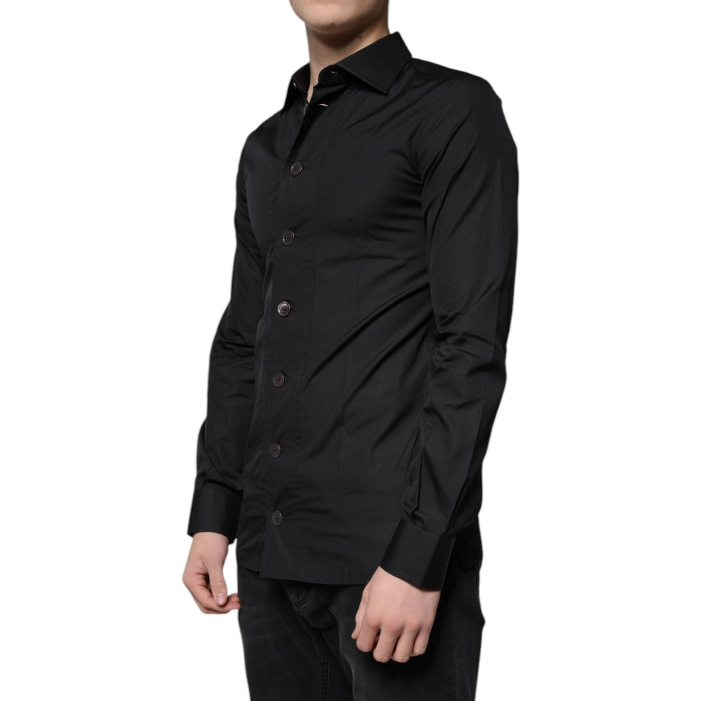 Dolce & Gabbana Black Cotton Formal Long Sleeves Dress Shirt