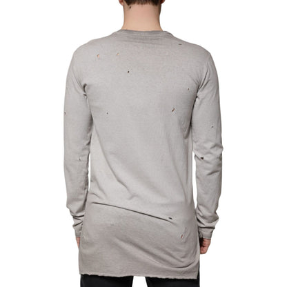 Dolce & Gabbana Gray Printed Cotton Crewneck Pullover Sweater