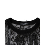 Dolce & Gabbana Black Nylon Floral Lace Crew Neck T-shirt