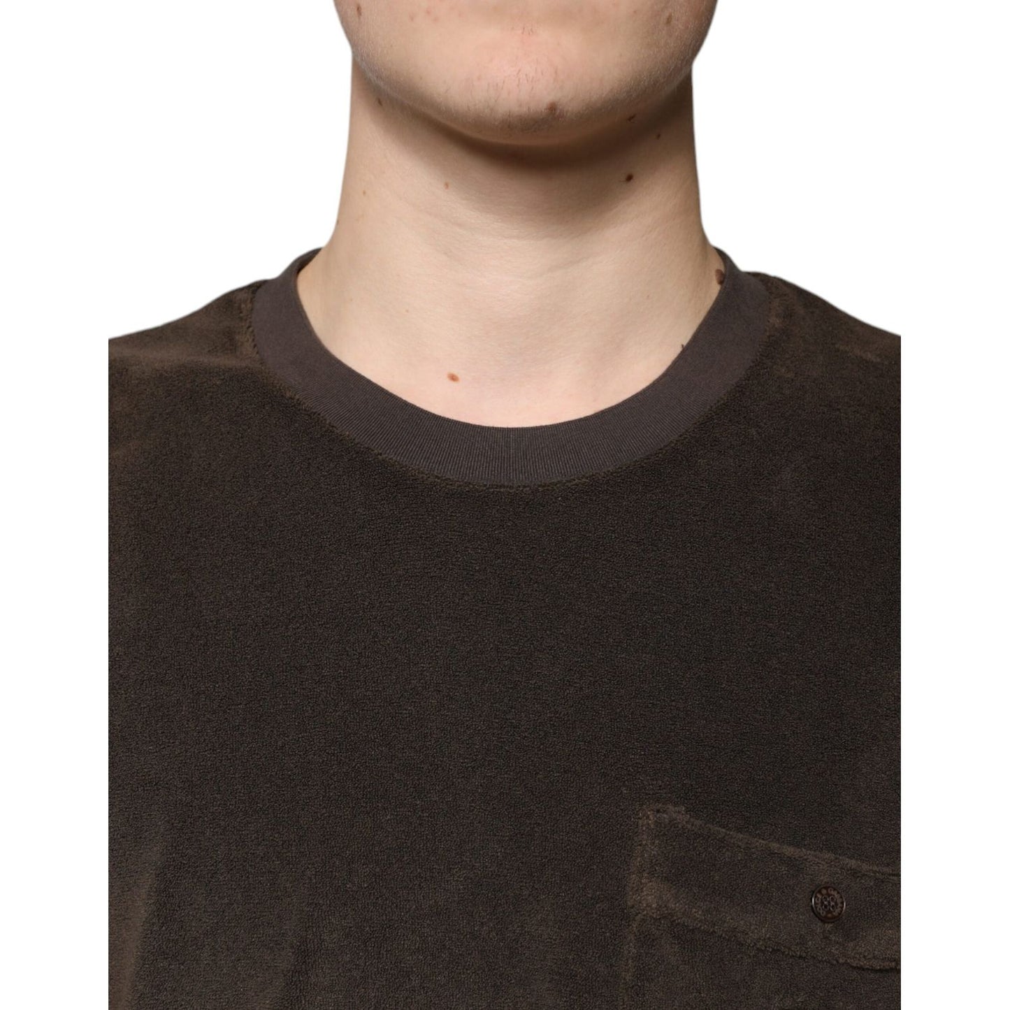 Dolce & Gabbana Brown Cotton Crew Neck Short Sleeves T-shirt