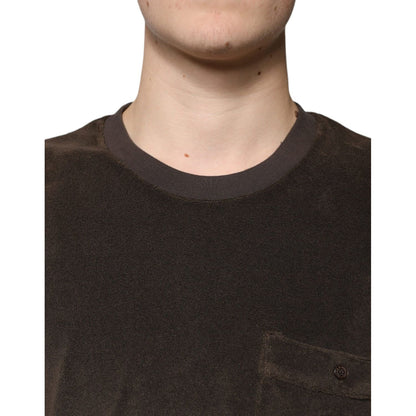 Dolce & Gabbana Brown Cotton Crew Neck Short Sleeves T-shirt