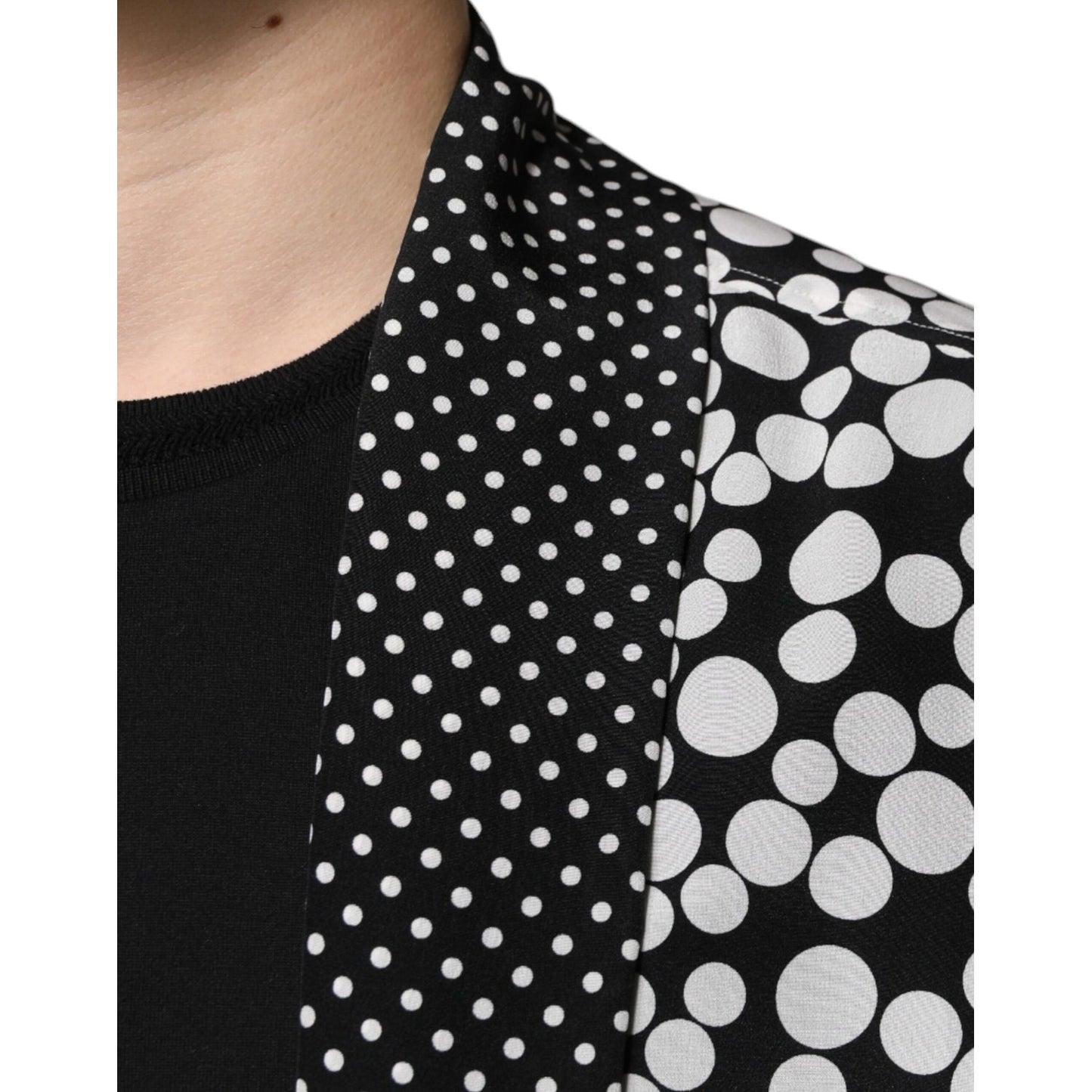Dolce & Gabbana Black White Polka Dots Silk Men Casual Shirt