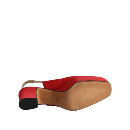 Dolce & Gabbana Red Platform Slingback Heels Sandals Shoes