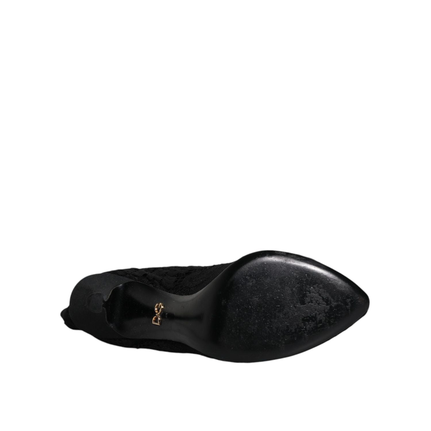 Dolce & Gabbana Black Lace Stretch Heels Mid Calf Boots Shoes