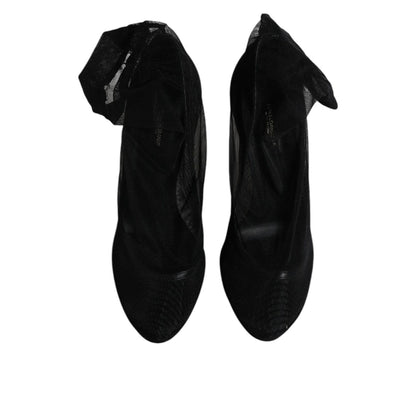Dolce & Gabbana Black Nylon Stretch Mesh Sock Boots Shoes