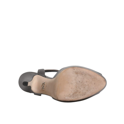 Dolce & Gabbana Silver Leather Platform Heels Sandals Shoes