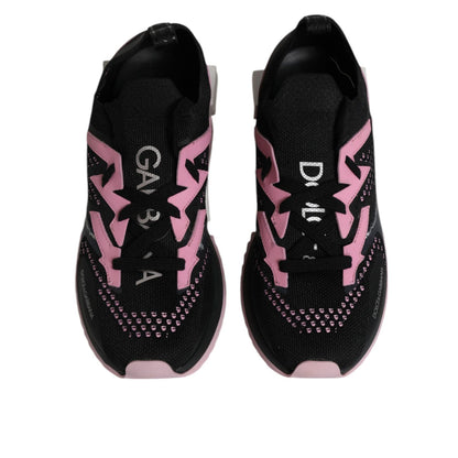 Dolce & Gabbana Black Pink SORRENTO Sport Stretch Sneakers Shoes