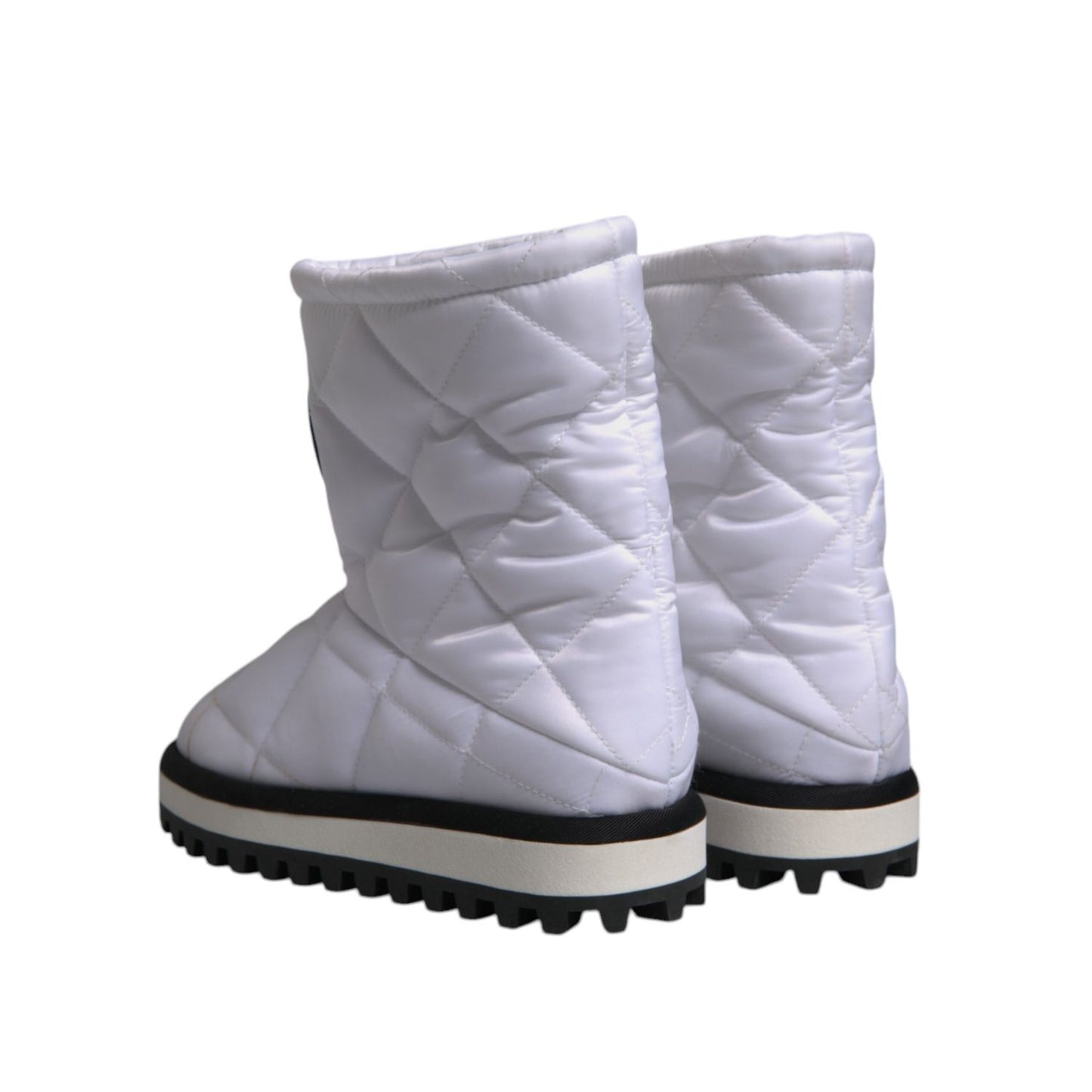 Dolce & Gabbana White Viscose Padded Mid Calf Boots Shoes